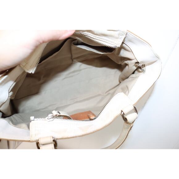 Coach Hampton Cream/White/Tan Signature Canvas and Leather Satchel Handbag 13338 - Picture 12 of 13